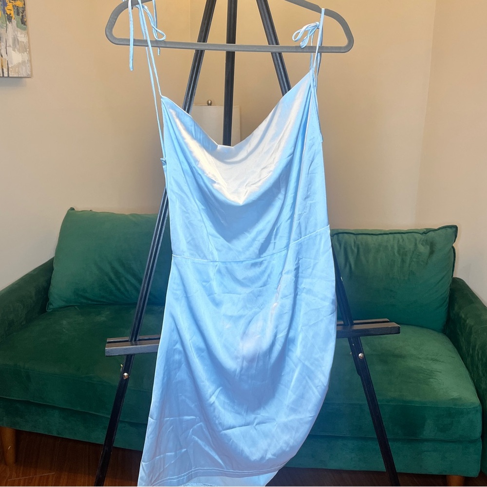 Baby Blue Backless Mini Dress